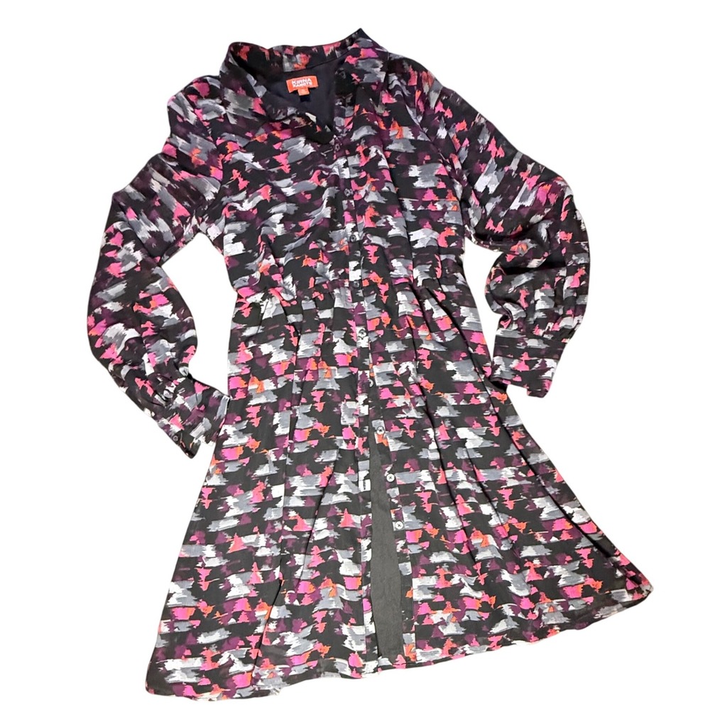 Kirna Zabete at Target XL Button Down Long Sleeve Abstract Print Dress